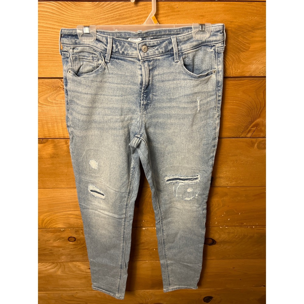 Old Navy Rockstar Super Skinny Mid Rise Light Wash Ripped Jeans Womens Size 10‎